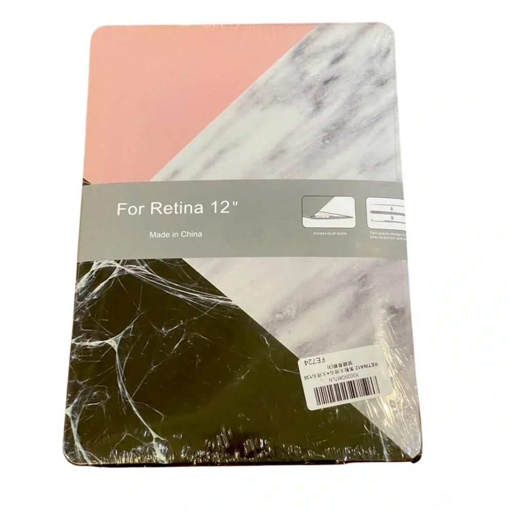 MacBook Retina 12 case two piece thin lightweight pink black gray marble design